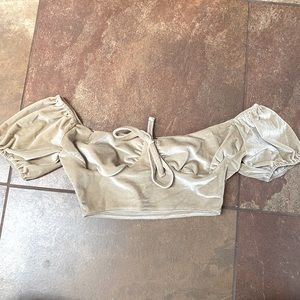 Nude velvet crop top